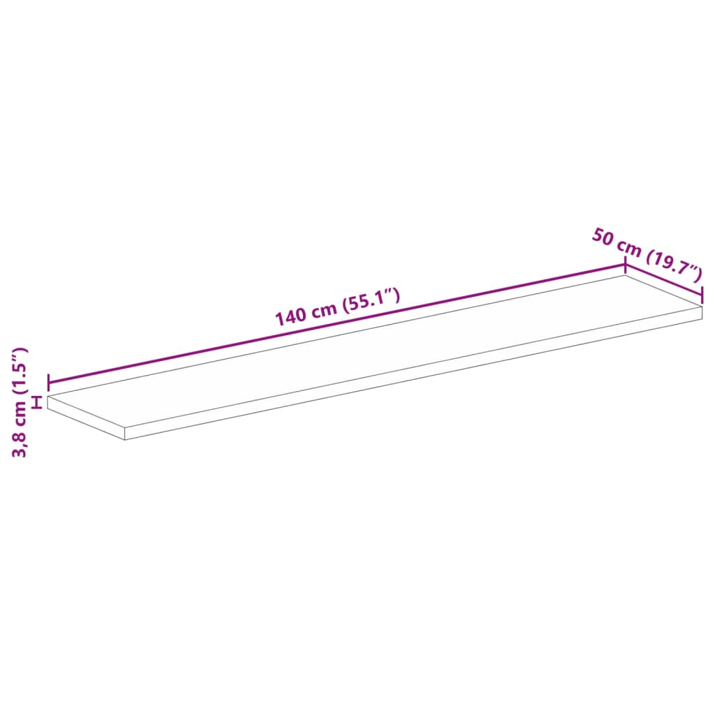 Dessus de table 140x50x3,8cm rectangulaire bois massif récupéré - XIOS
