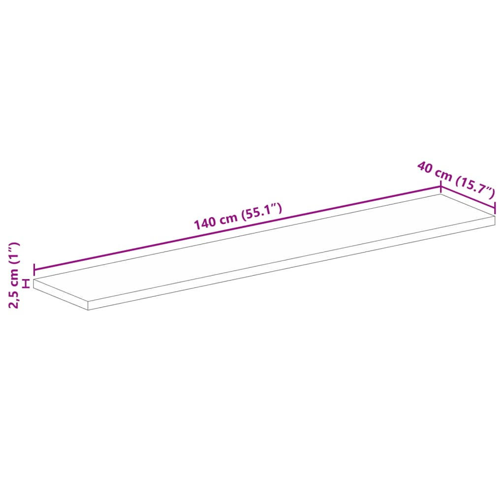 Dessus de table 140x40x2,5cm rectangulaire bois massif récupéré - XIOS