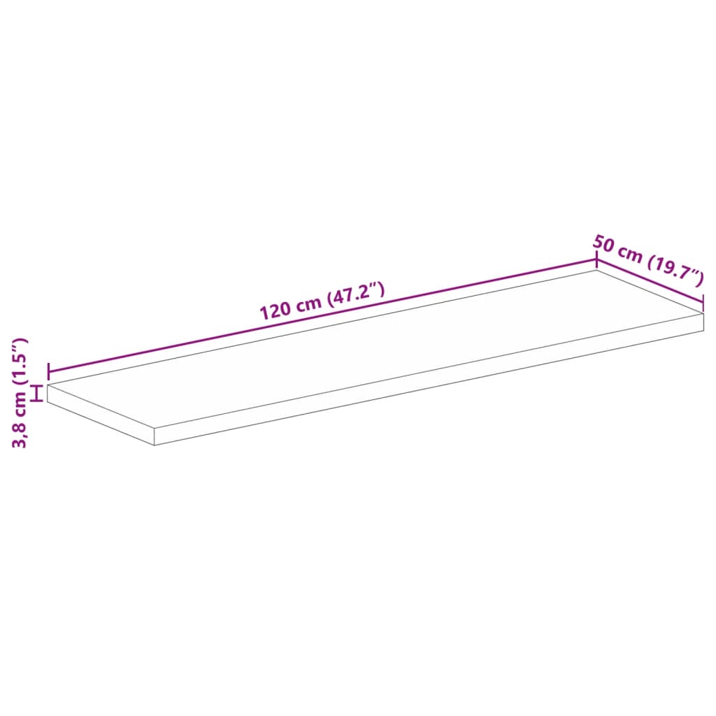 Dessus de table 120x50x3,8cm rectangulaire bois massif récupéré - XIOS