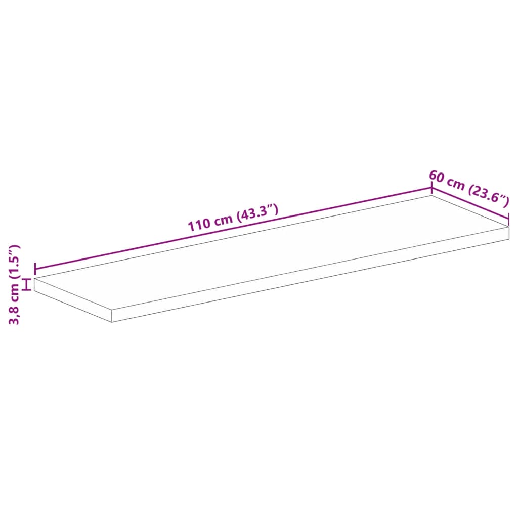 Dessus de table 110x60x3,8cm rectangulaire bois massif récupéré - XIOS
