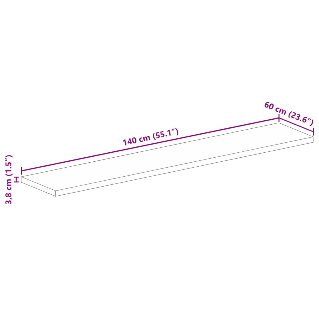Dessus de table 140x60x3,8cm rectangulaire bois massif récupéré - XIOS