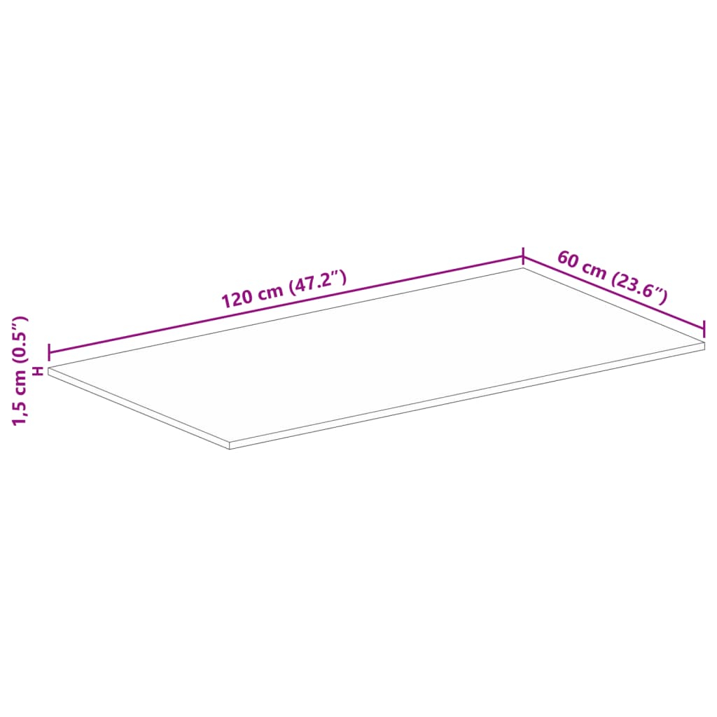Dessus de table rectangulaire bois massif de manguier brut - XIOS