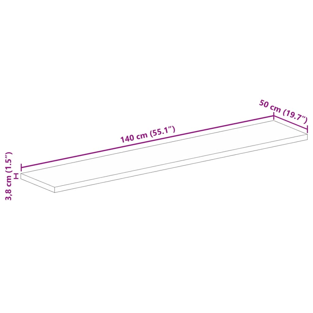 Dessus de table rectangulaire bois massif de manguier brut - XIOS
