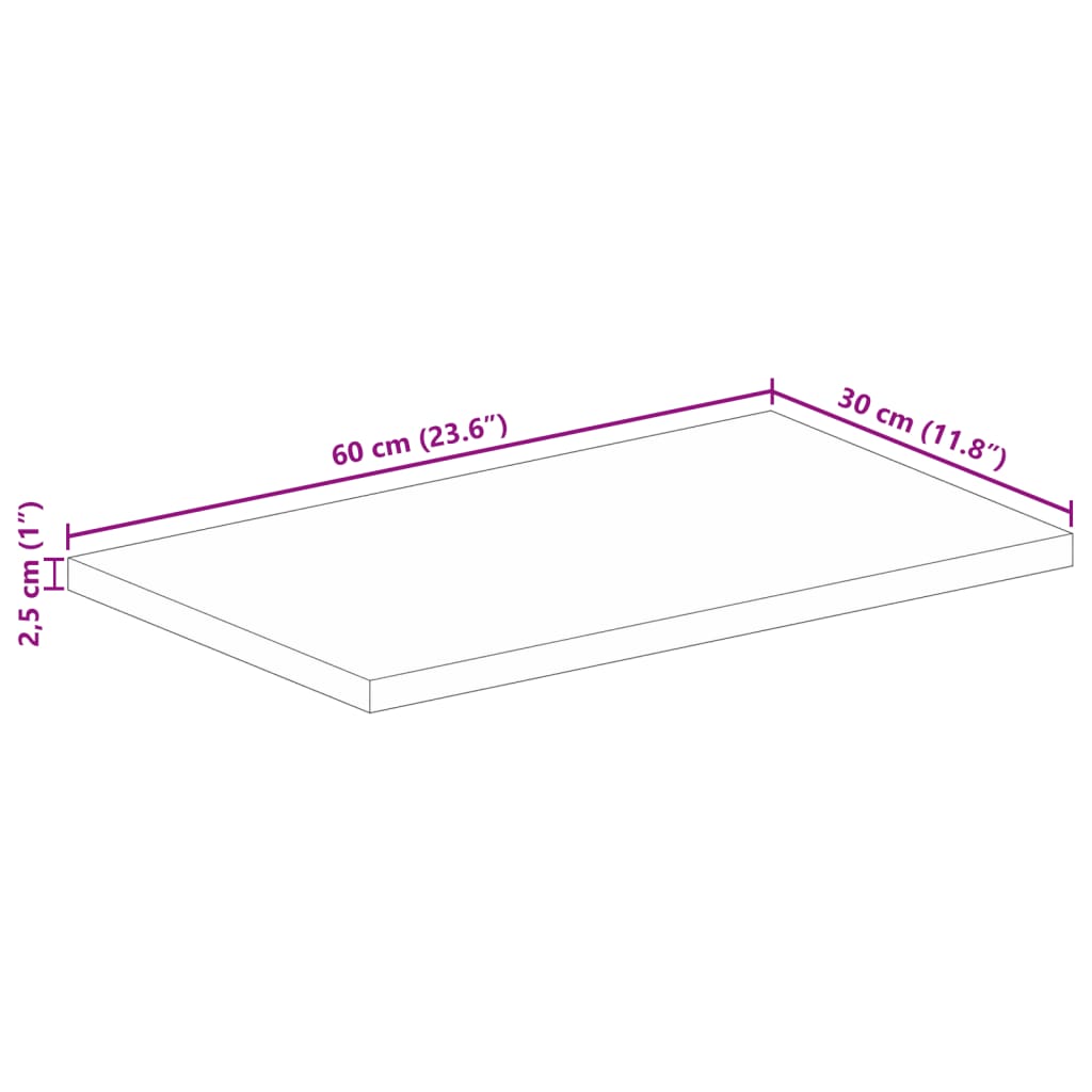 Dessus de table 60x30x2,5 cm rectangulaire bois massif manguier - XIOS