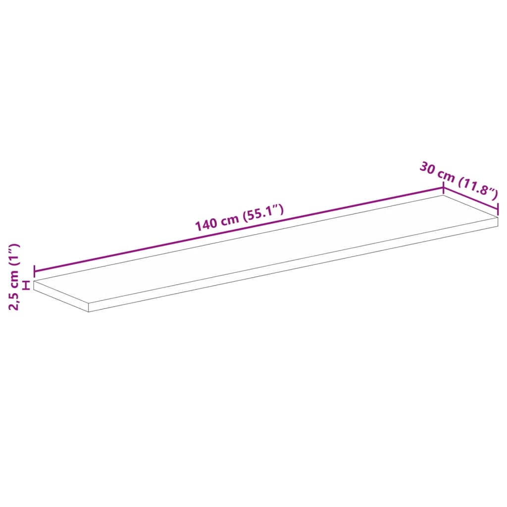 Dessus de table 140x30x2,5cm rectangulaire bois massif manguier - XIOS