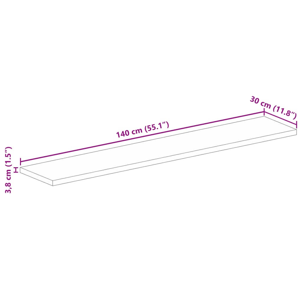 Dessus de table 140x30x3,8cm rectangulaire bois massif manguier - XIOS