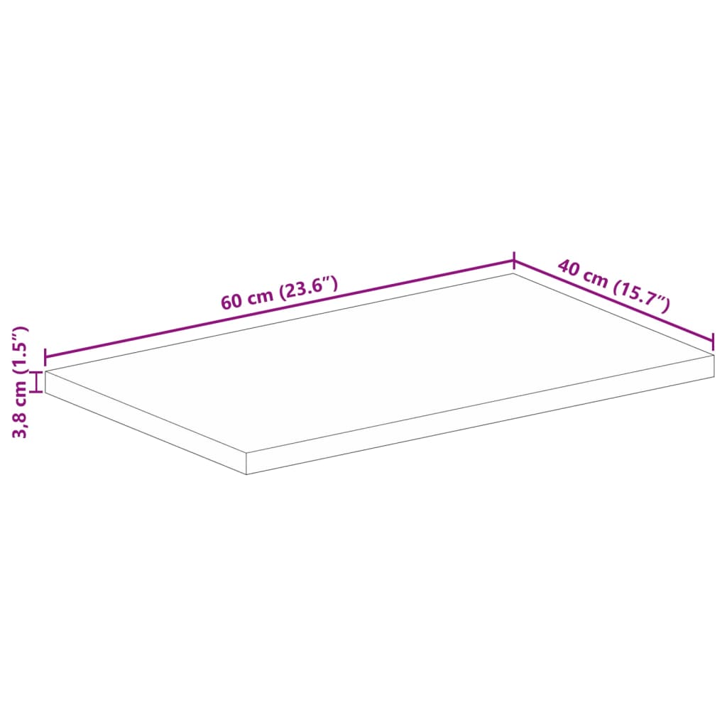 Dessus de table 60x40x3,8 cm rectangulaire bois massif manguier - XIOS