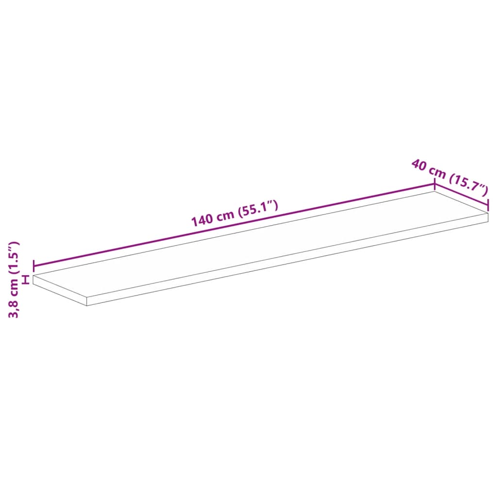 Dessus de table 140x40x3,8cm rectangulaire bois massif manguier - XIOS