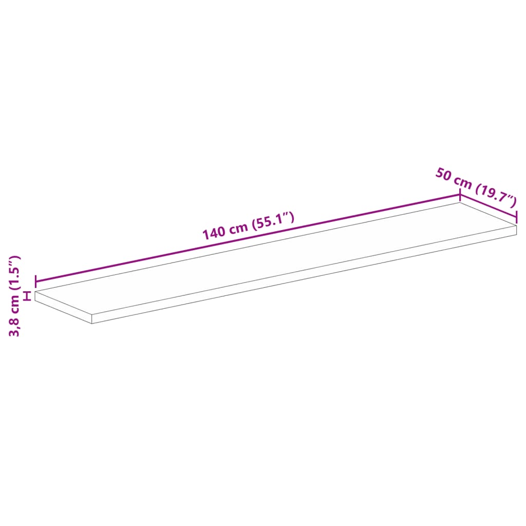 Dessus de table 140x50x3,8cm rectangulaire bois massif manguier Plateaux de table vidaXL