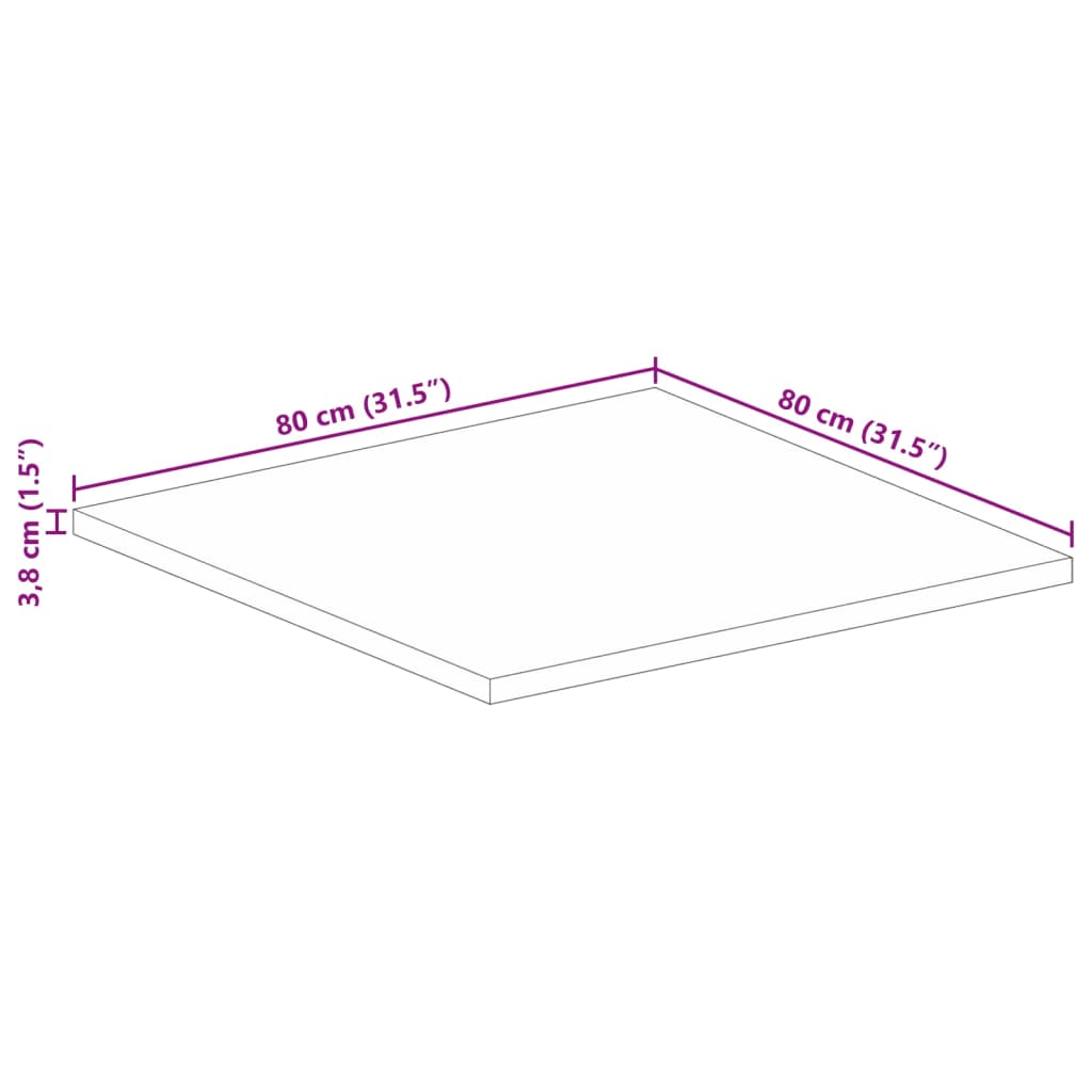 Dessus de table 80x80x3,8 cm carré bois massif manguier Plateaux de table vidaXL