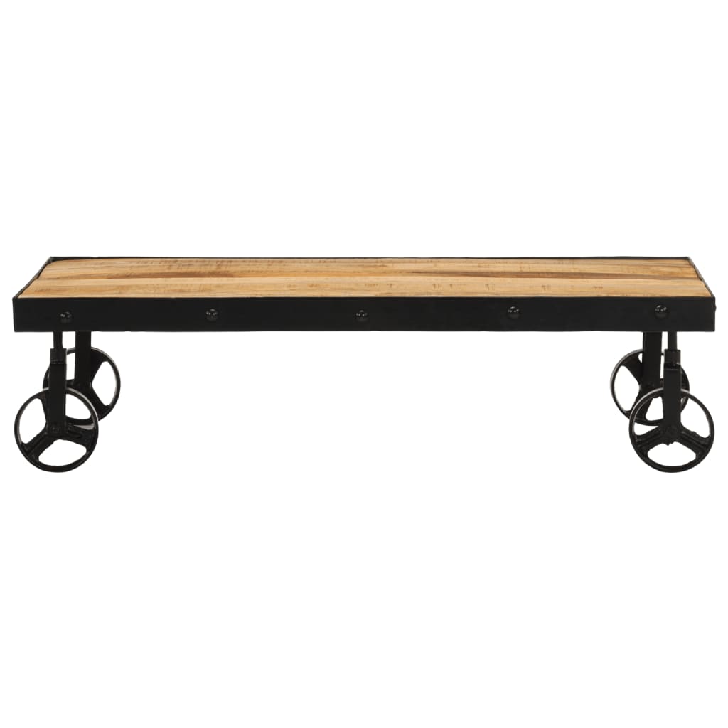 Table basse avec roulettes bois de manguier massif 100x55x26 cm