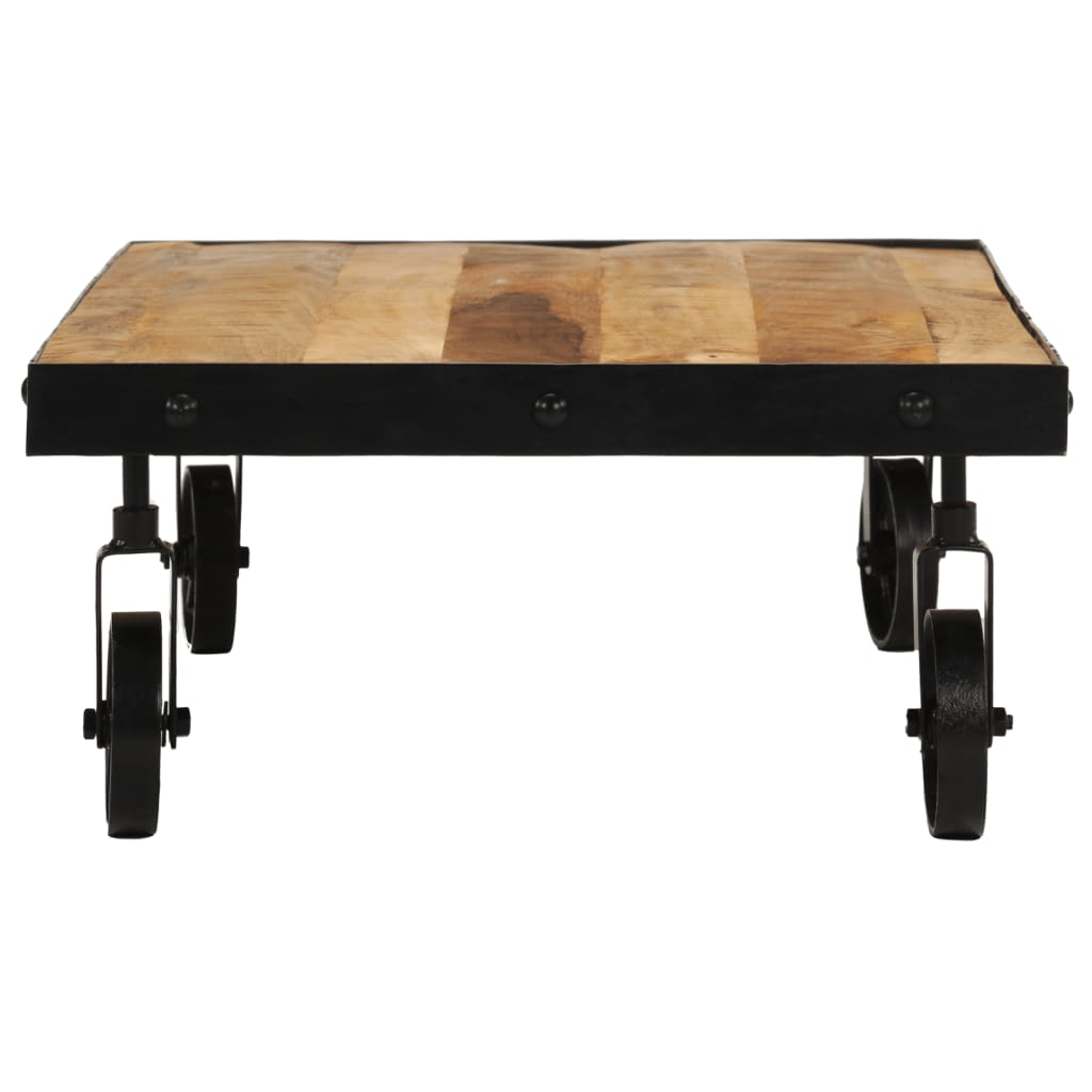 Table basse avec roulettes bois de manguier massif 100x55x26 cm