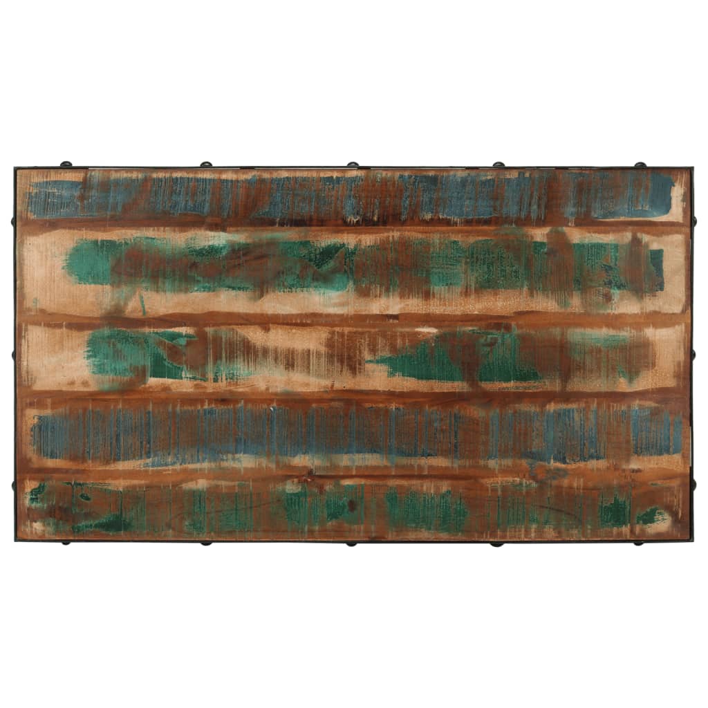 Table basse roulettes bois de récupération massif 100x55x26 cm