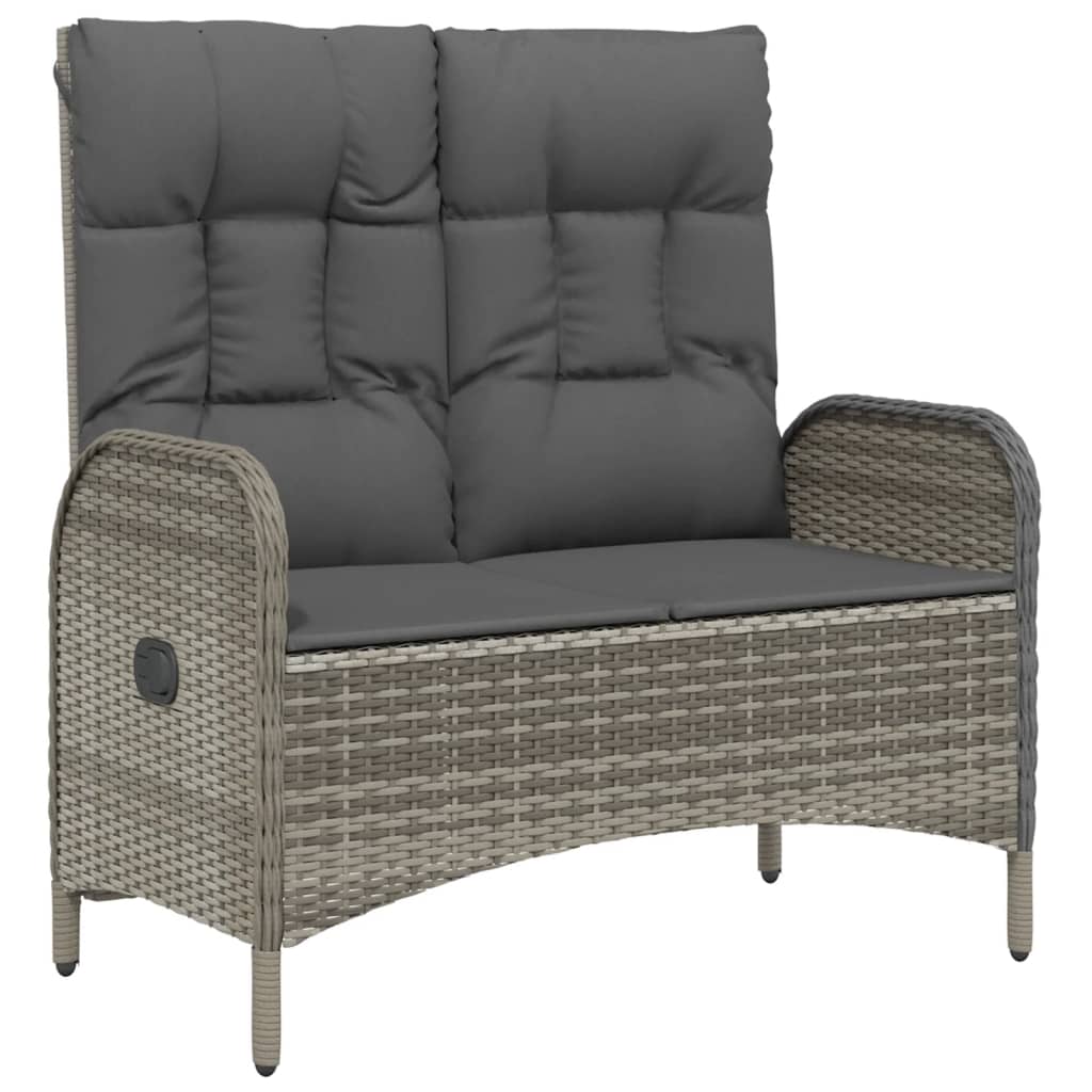 Ensemble à manger jardin et coussins 2 pcs gris rotin
