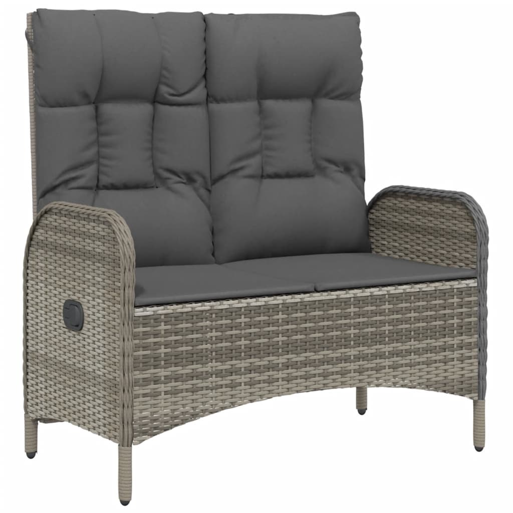 Ensemble à manger jardin et coussins 2 pcs gris rotin