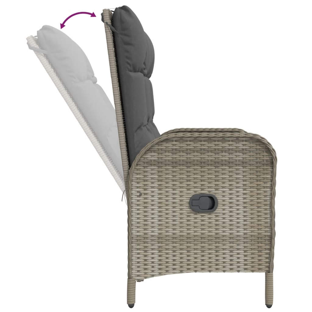 Ensemble à manger jardin et coussins 2 pcs gris rotin
