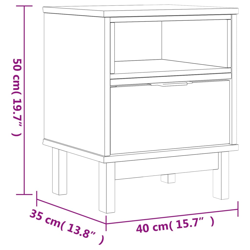 Table de chevet FLAM 40x35x50 cm bois de pin massif - XIOS