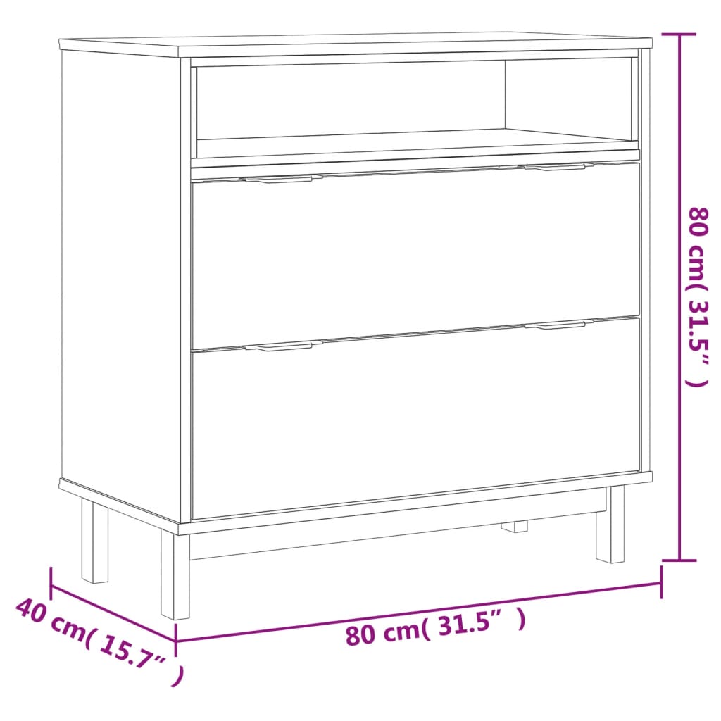 Commode FLAM 80x40x80 cm bois de pin massif - XIOS