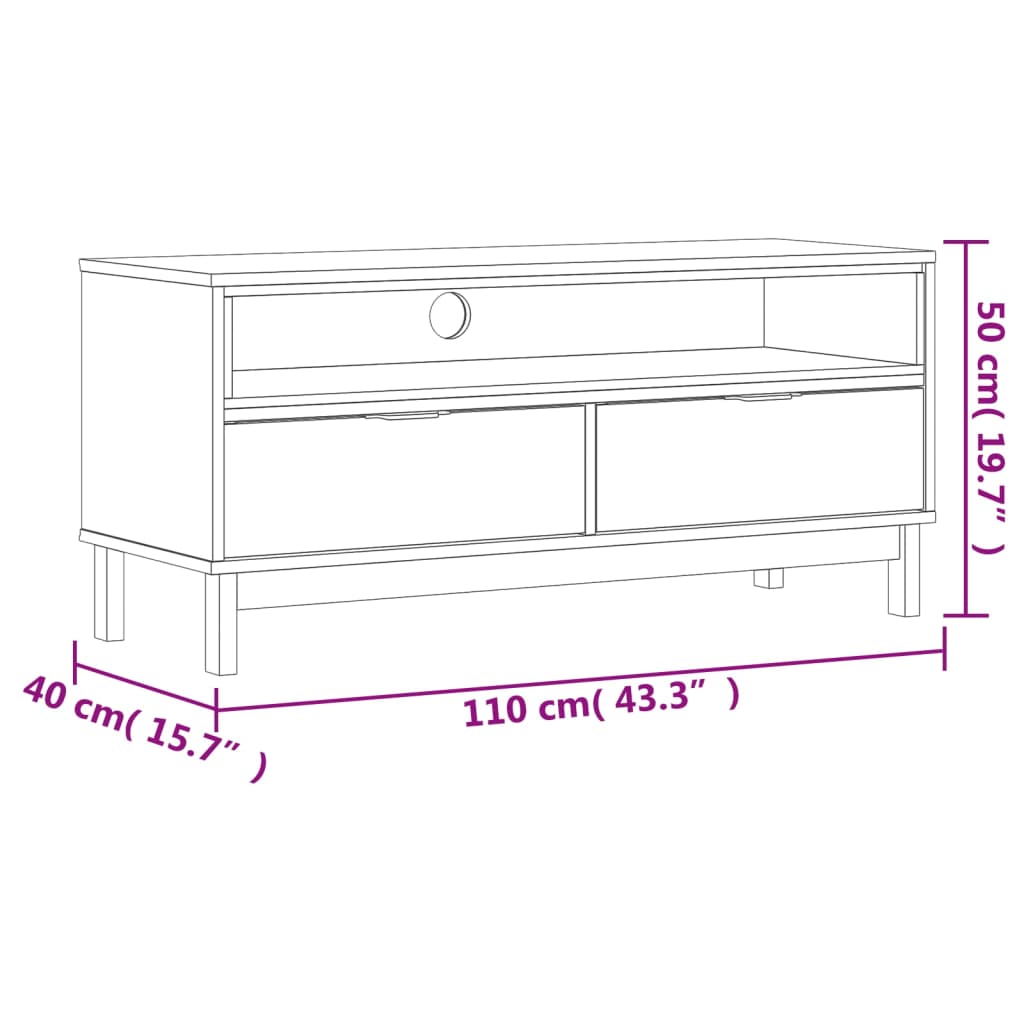 Meuble TV FLAM 110x40x50 cm bois massif de pin Meubles TV vidaXL   