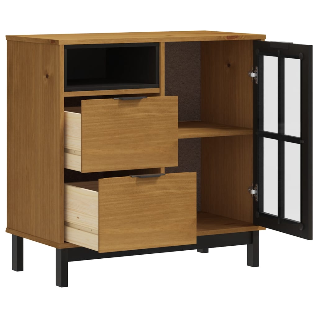 Buffet avec porte vitrée FLAM 80x40x80 cm bois massif de pin - XIOS