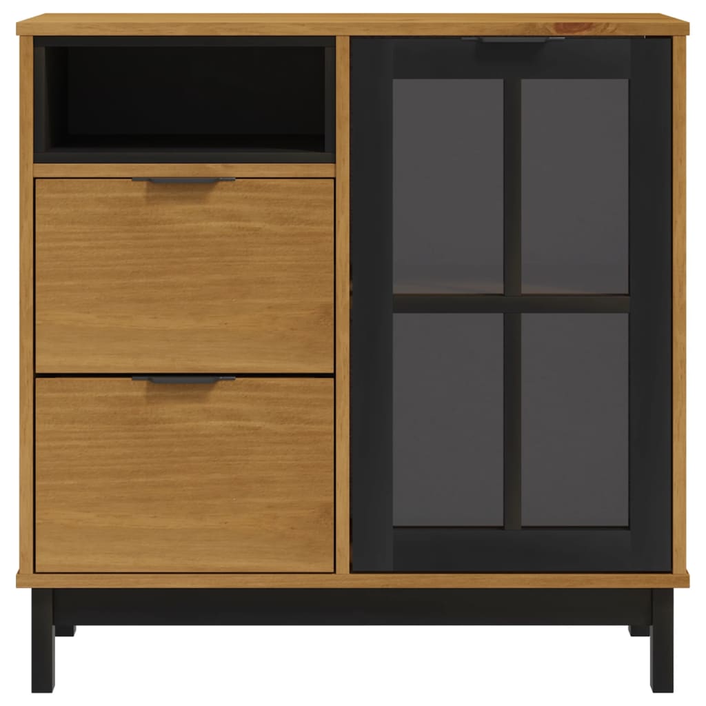 Buffet avec porte vitrée FLAM 80x40x80 cm bois massif de pin - XIOS