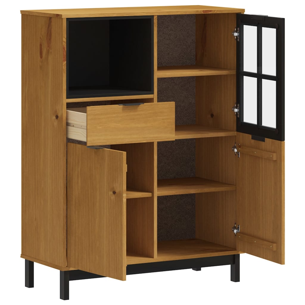Buffet avec porte vitrée FLAM 92x40x122,5 cm bois massif de pin - XIOS