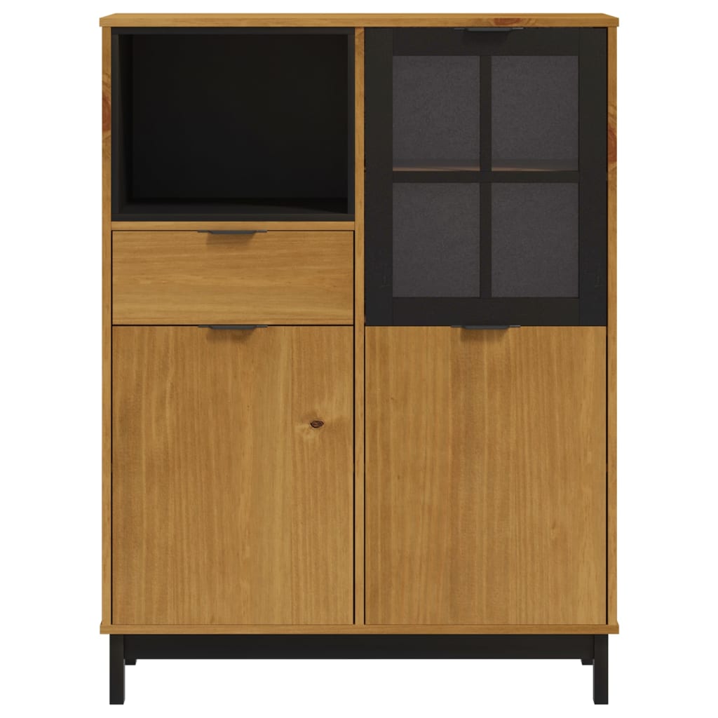 Buffet avec porte vitrée FLAM 92x40x122,5 cm bois massif de pin - XIOS