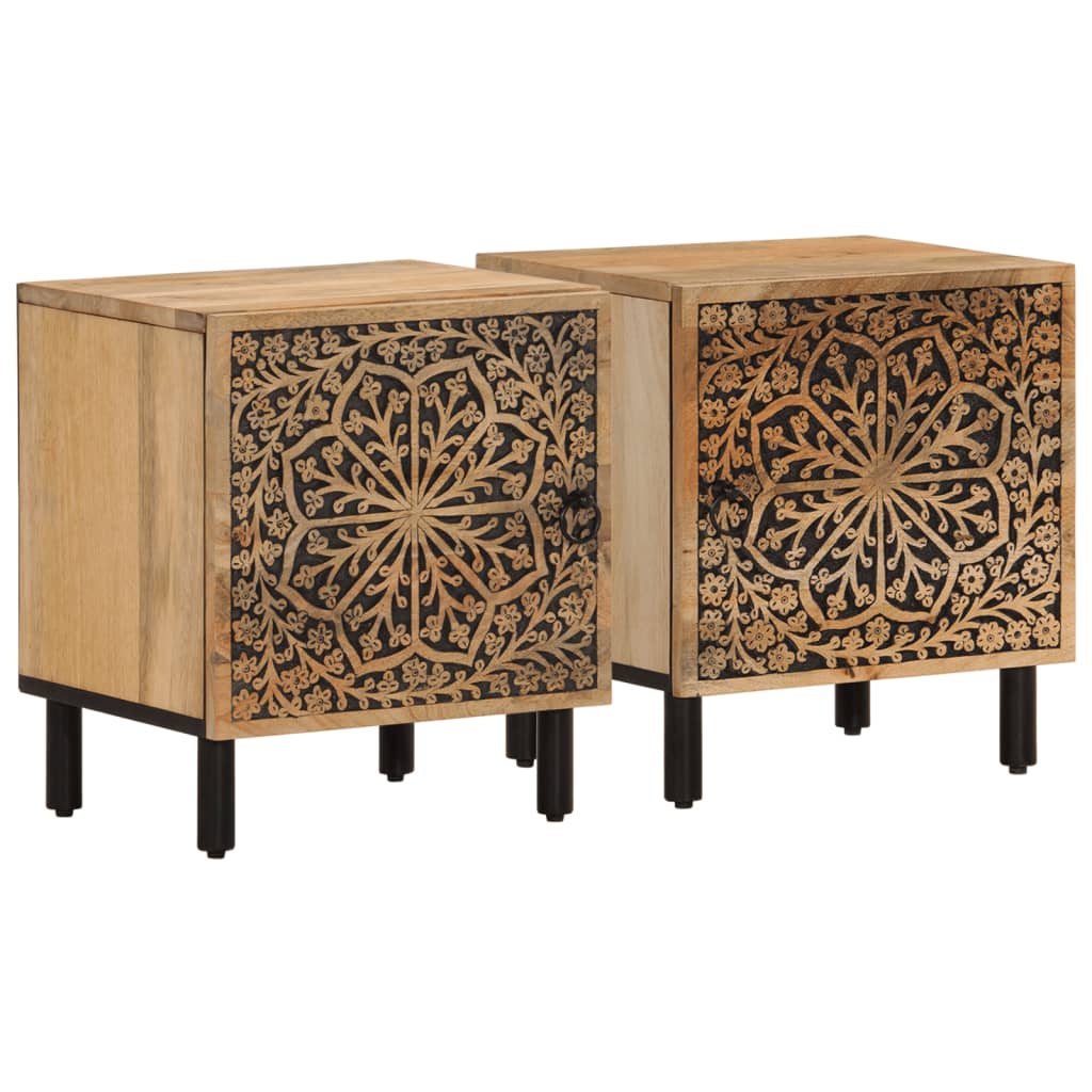 Tables de chevet 2 pcs 40x33x46 cm Bois de manguier solide - XIOS