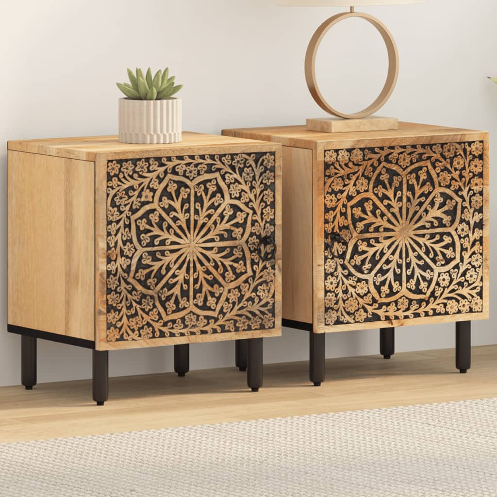 Tables de chevet 2 pcs 40x33x46 cm Bois de manguier solide - XIOS