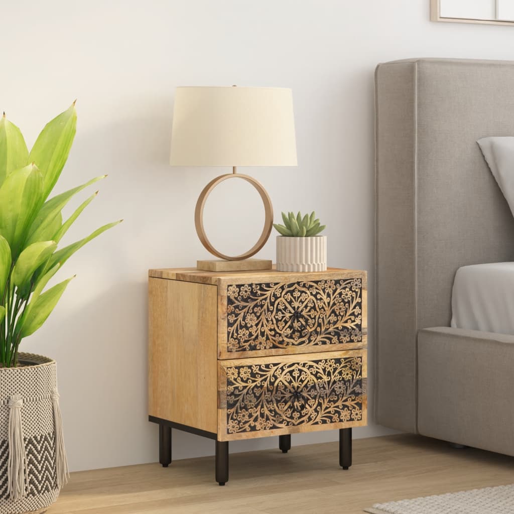 Table de chevet 40x33x46 cm Bois de manguier solide - XIOS