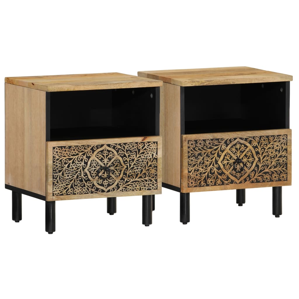 Tables de chevet 2 pcs 40x33x46 cm Bois de manguier solide - XIOS