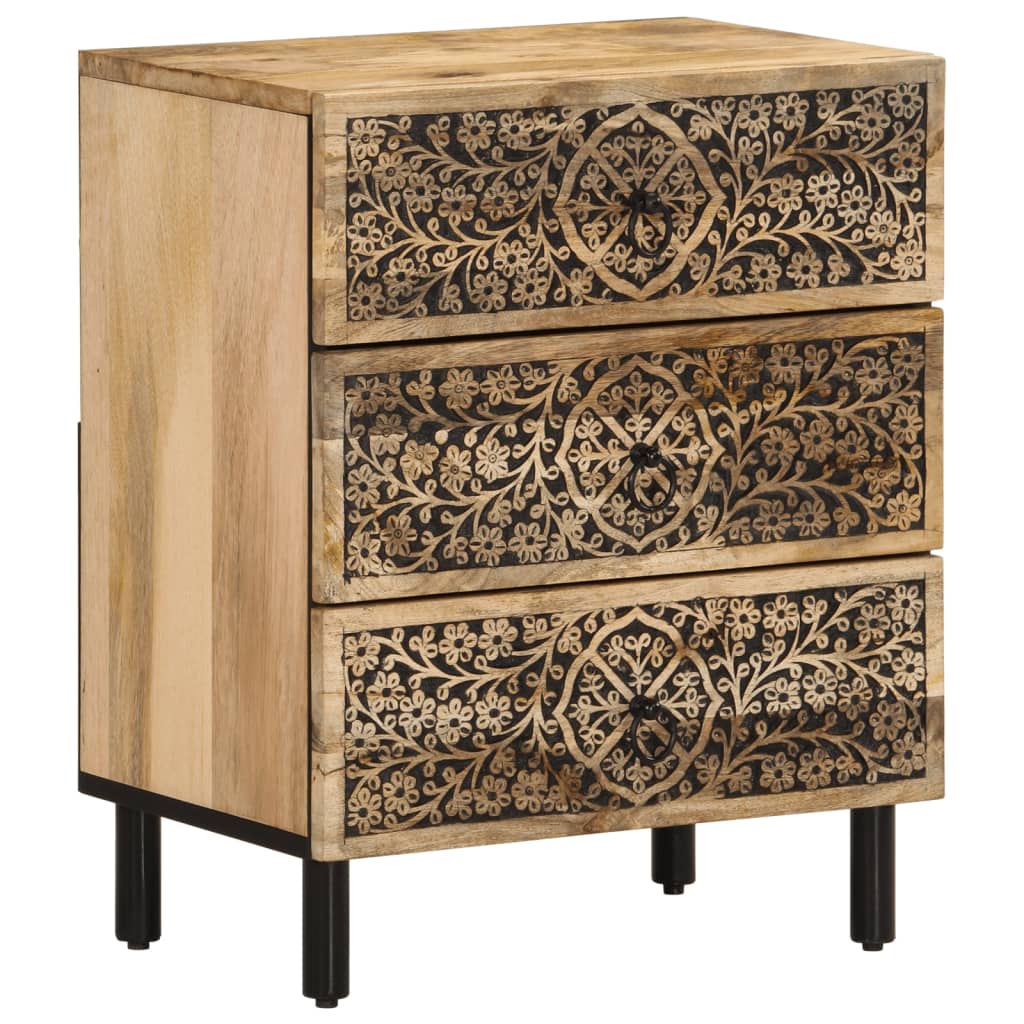 Table de chevet 50x33x60 cm bois de manguier massif - XIOS