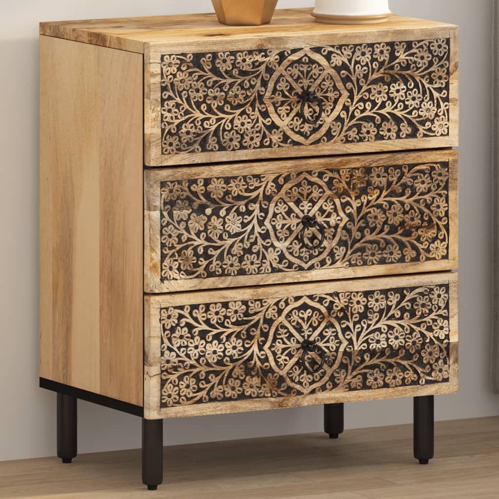 Table de chevet 50x33x60 cm bois de manguier massif - XIOS