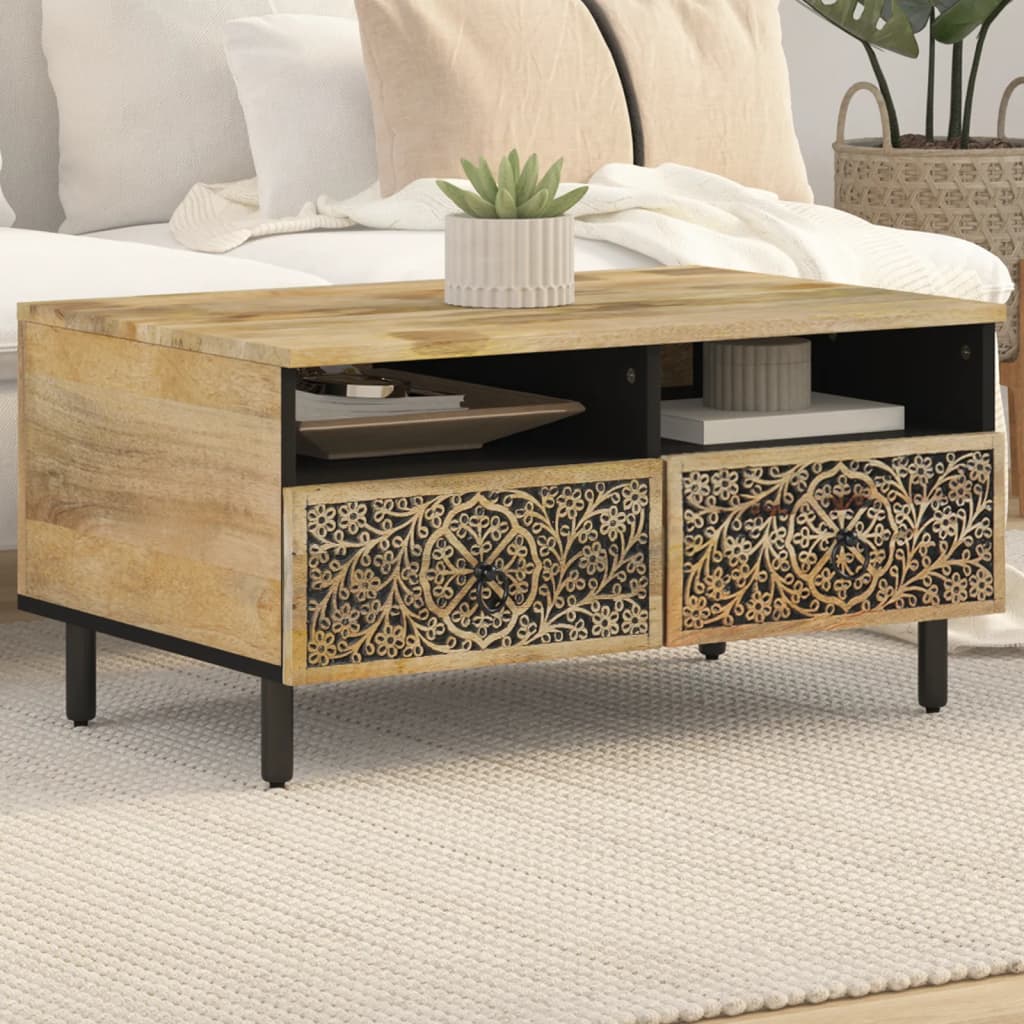 Table basse 80x54x40 cm bois de manguier massif XIOS