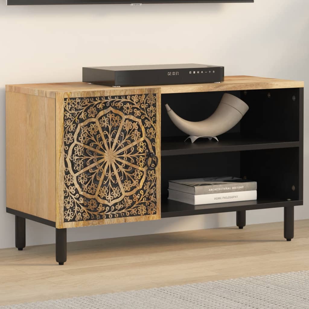 Meuble TV 80x31x46 cm bois massif de manguier