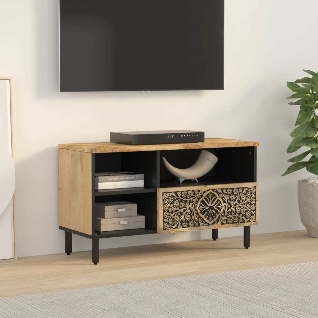 Meuble TV 80x33x46 cm bois massif de manguier - XIOS