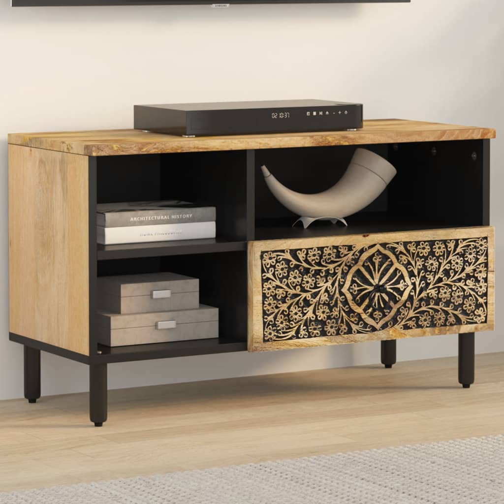 Meuble TV 80x33x46 cm bois massif de manguier - XIOS