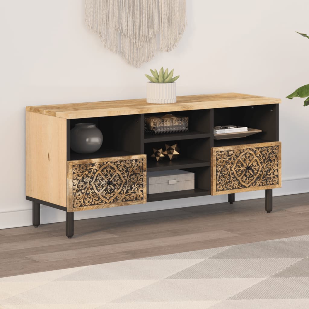 Meuble TV 100x33x46 cm bois massif de manguier - XIOS