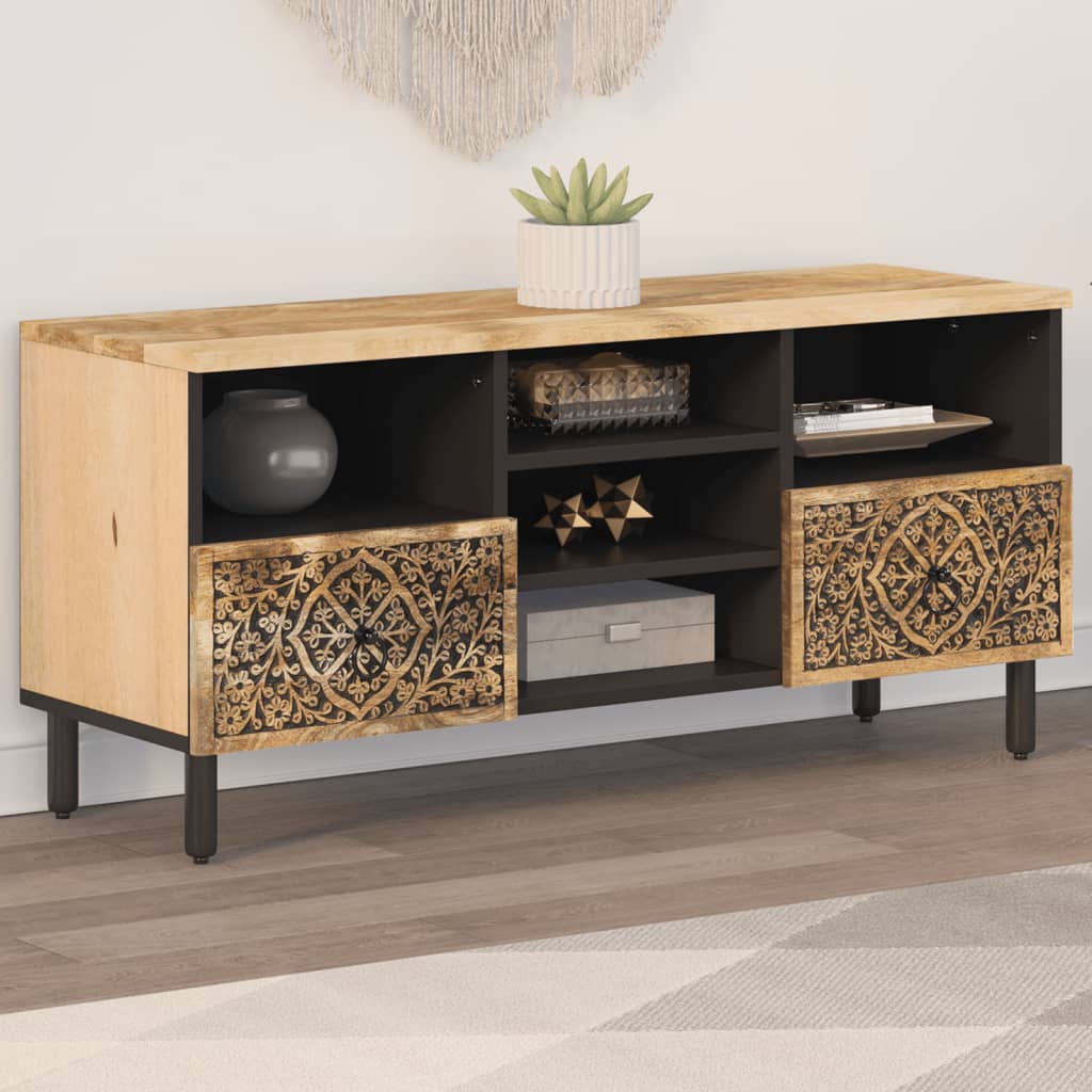 Meuble TV 100x33x46 cm bois massif de manguier - XIOS