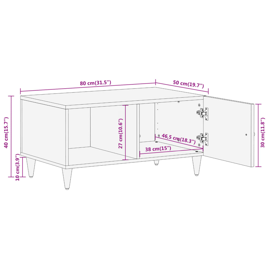 Table basse 80x50x40 cm bois de manguier massif - XIOS