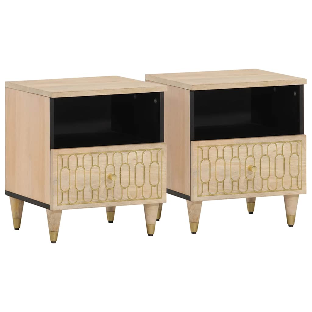 Tables de chevet 2 pcs 40x33x46 cm Bois de manguier solide - XIOS
