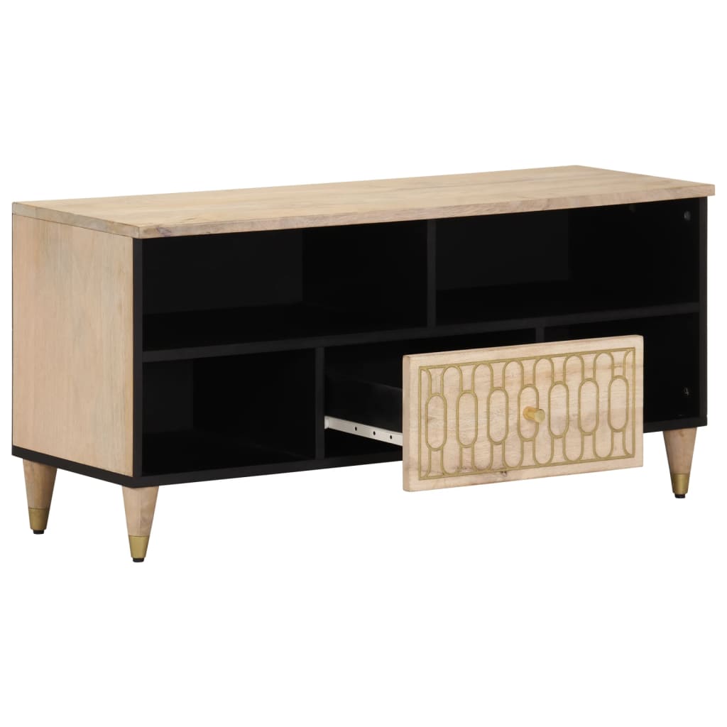 Meuble TV 100x33x46 cm bois massif de manguier Meubles TV vidaXL   