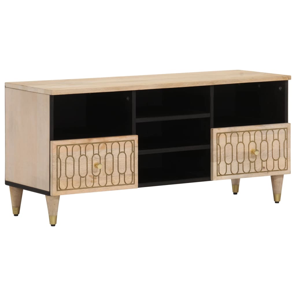 Meuble TV 100x33x46 cm bois massif de manguier - XIOS