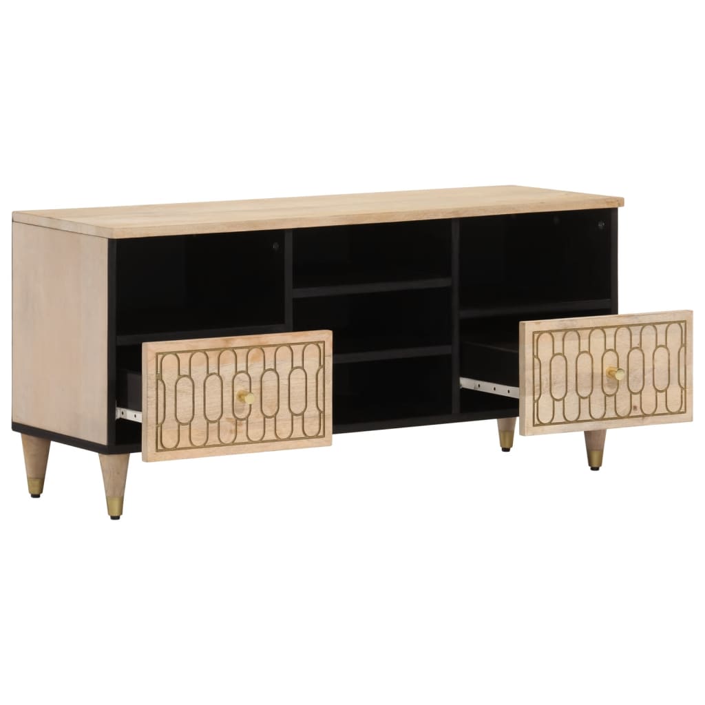 Meuble TV 100x33x46 cm bois massif de manguier - XIOS