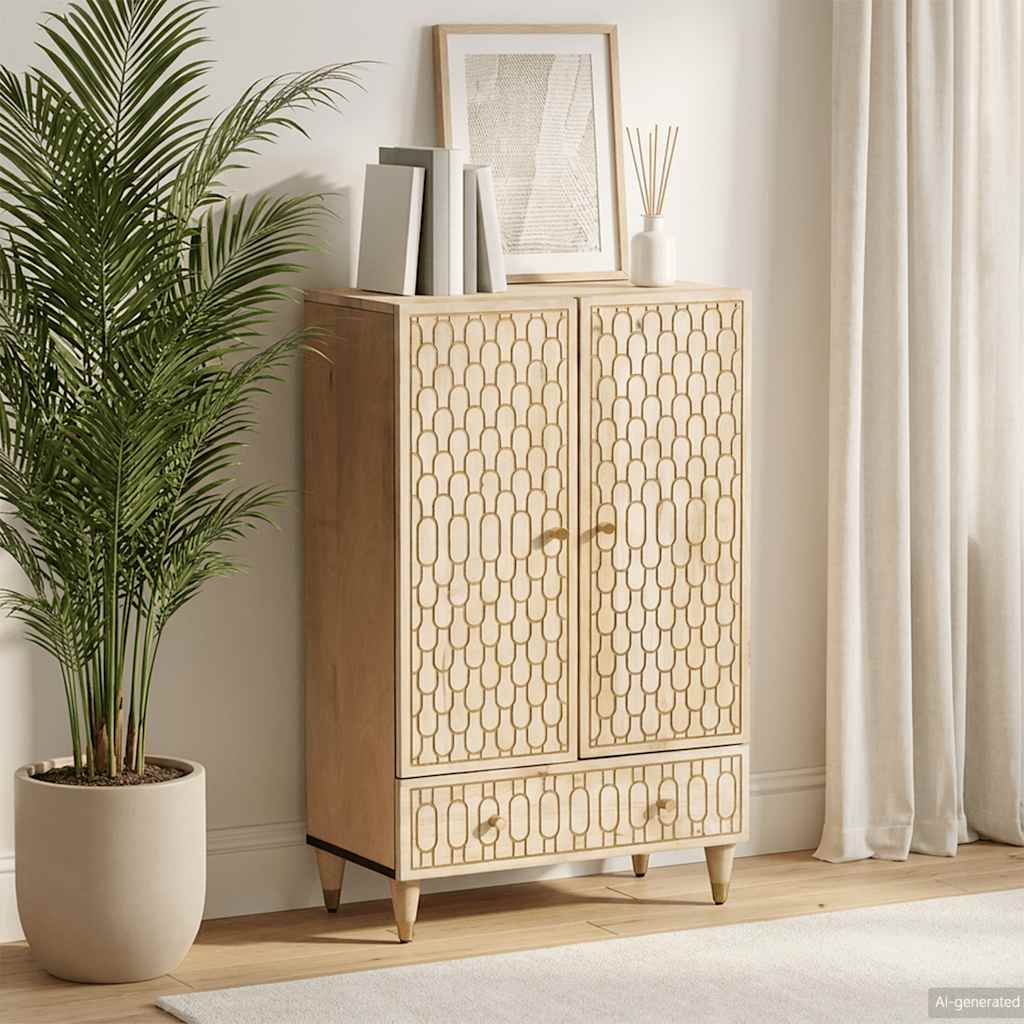 Buffet 60x33x100 cm bois de manguier massif - XIOS