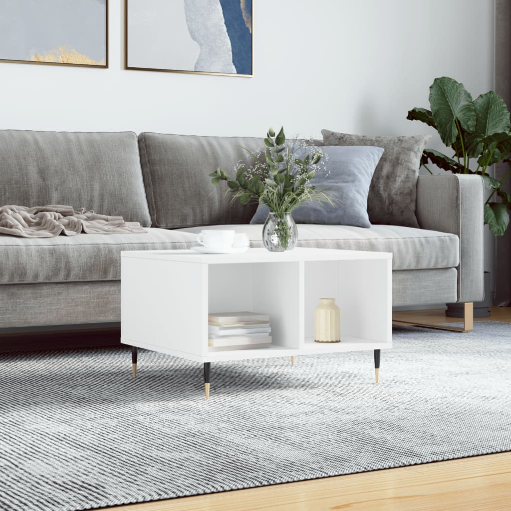 Table basse Blanc 60x50x36,5 cm Bois d'ingénierie - XIOS