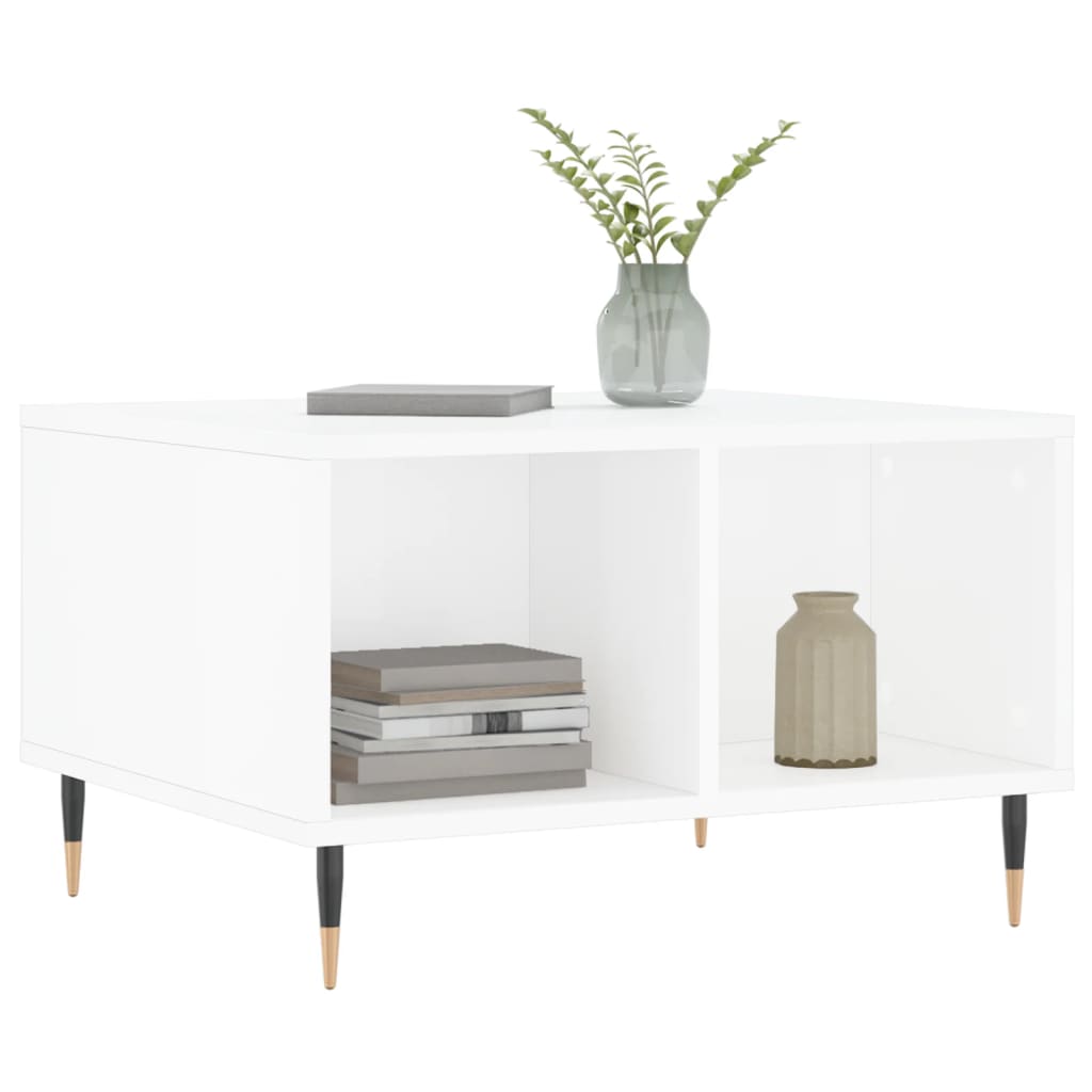 Table basse Blanc brillant 60x50x36,5 cm Bois d'ingénierie - XIOS