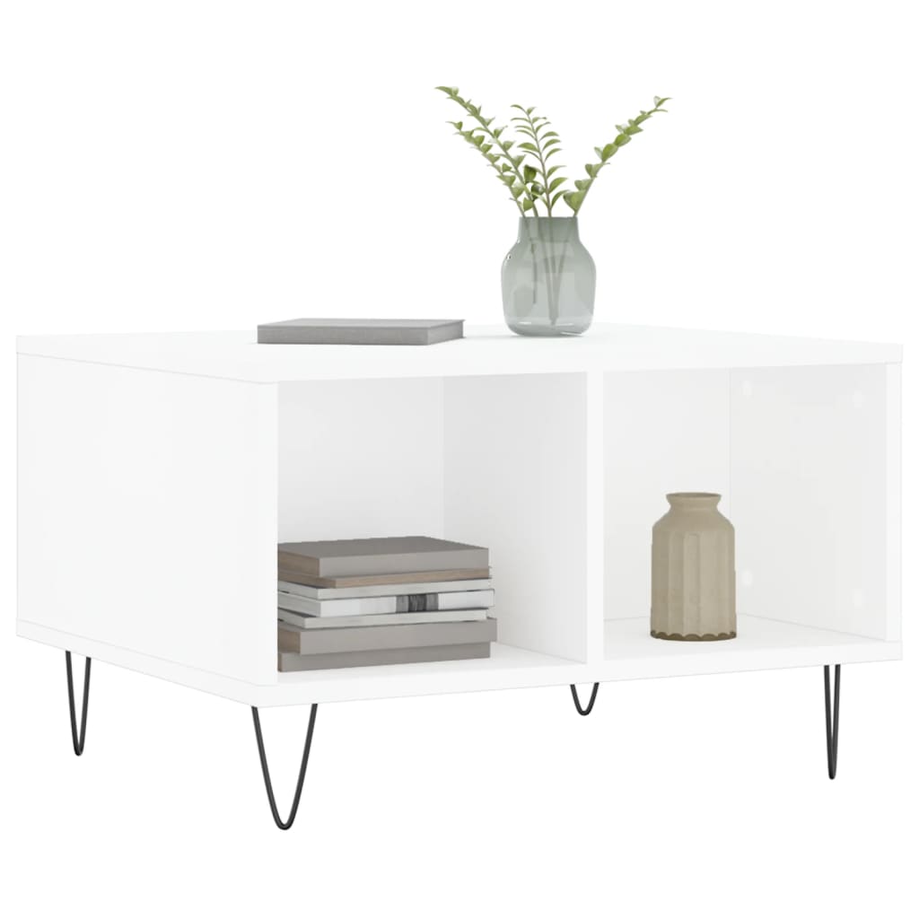 Table basse Blanc 60x50x36,5 cm Bois d'ingénierie - XIOS