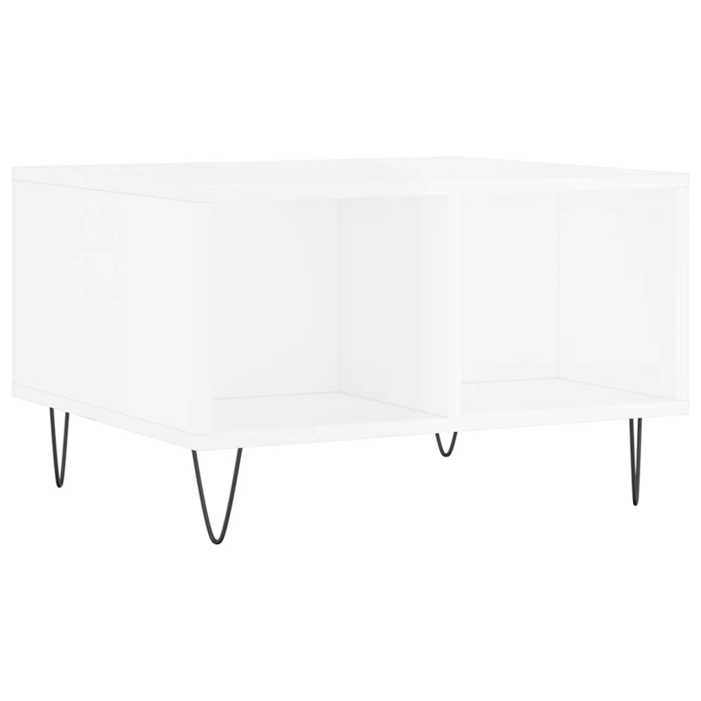 Table basse Blanc brillant 60x50x36,5 cm Bois d'ingénierie - XIOS