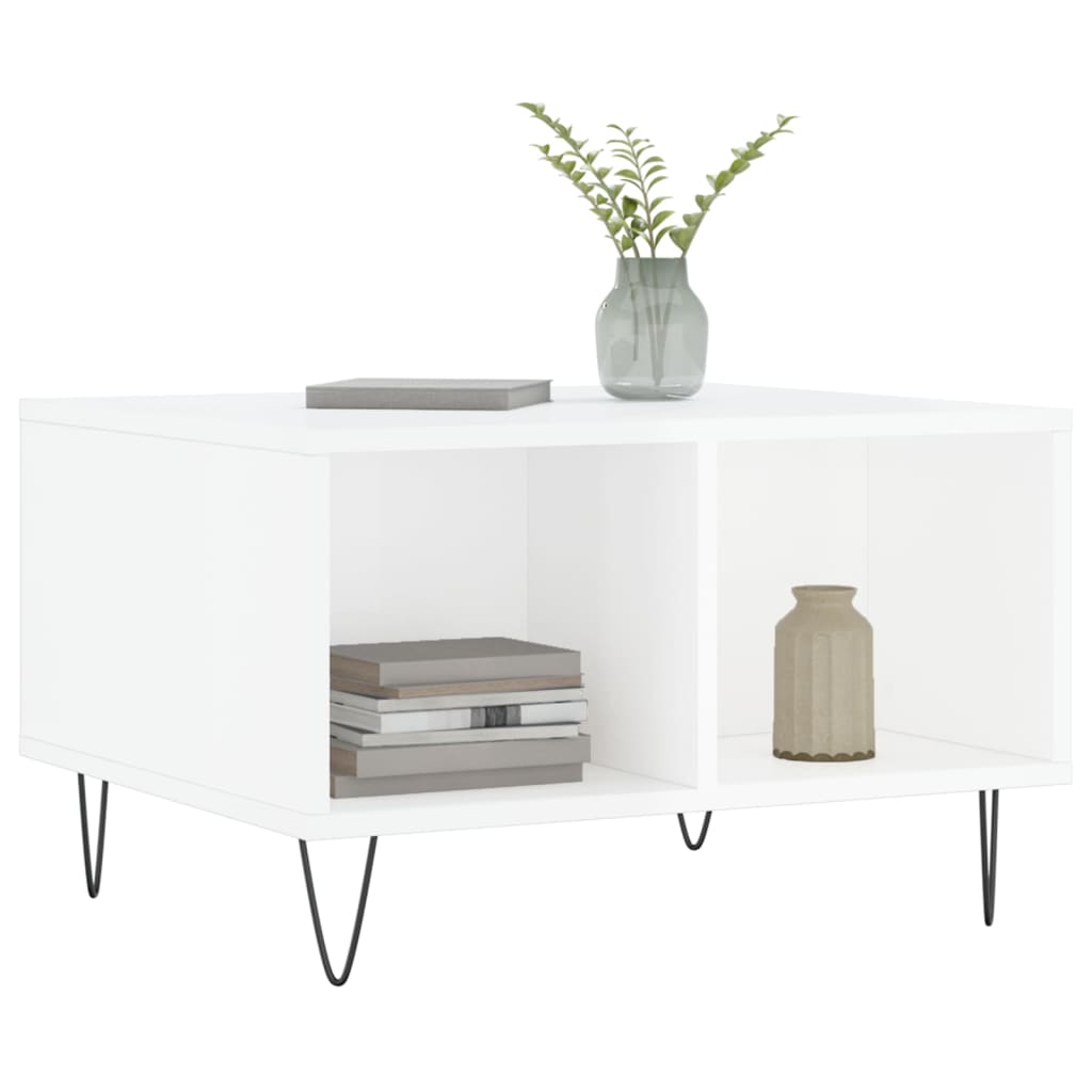 Table basse Blanc brillant 60x50x36,5 cm Bois d'ingénierie - XIOS